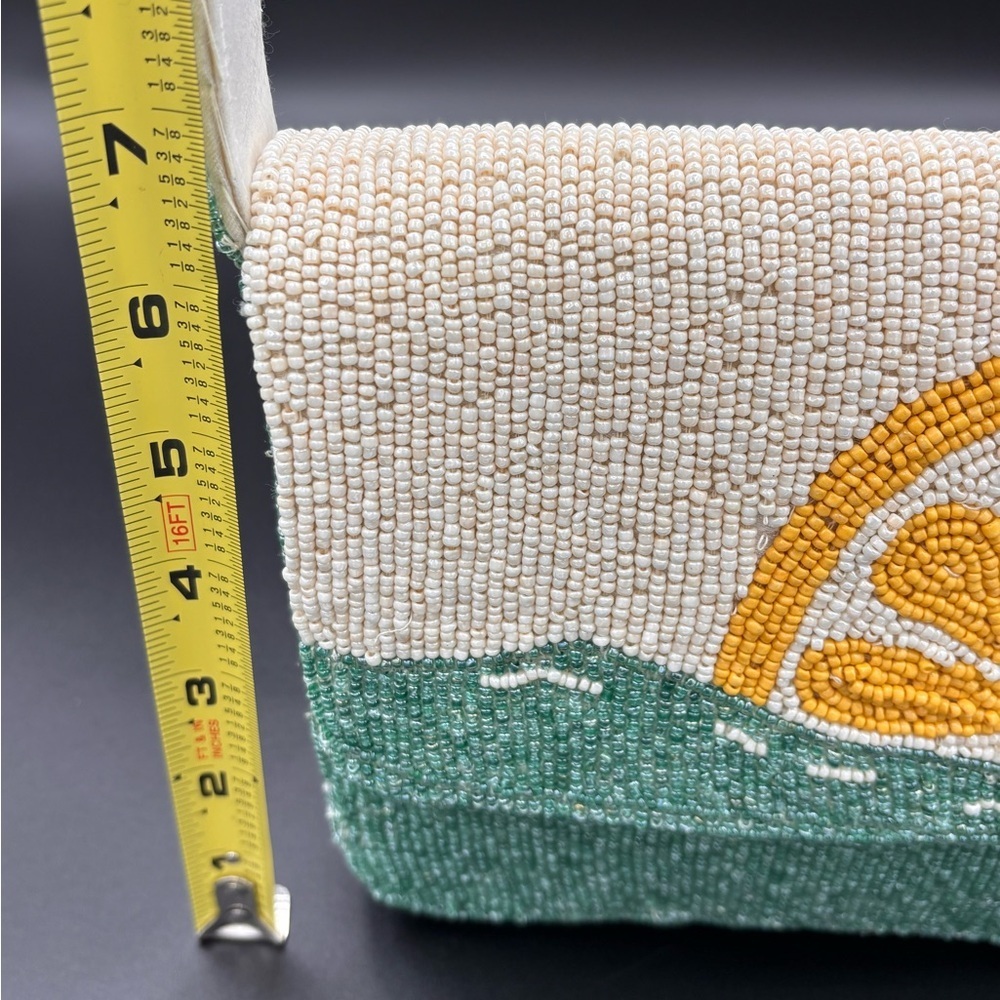 Made in India Diver Beaded Shoulder Bag- Green and Cream - Picture 8 of 11